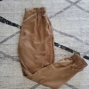 NEW BCBGeneration Tan Satin Pull On Joggers Classy Feminine Polished Size S